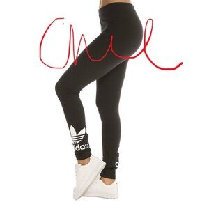 Adidas Black Leggings with White Trefoil Logo